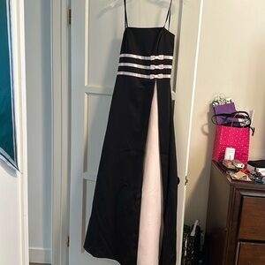 Black and Pink Full Length Prom Dress